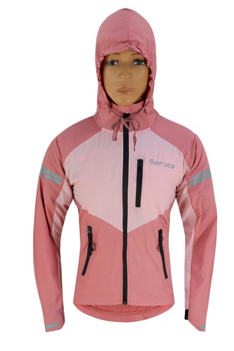 Women cycling Jacket HOODED Ladies waterproof high viz casual running Pink top - Picture 5 of 7