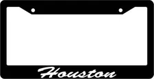 Black License Plate Frame CURSIVE Houston Auto Accessory 1467
