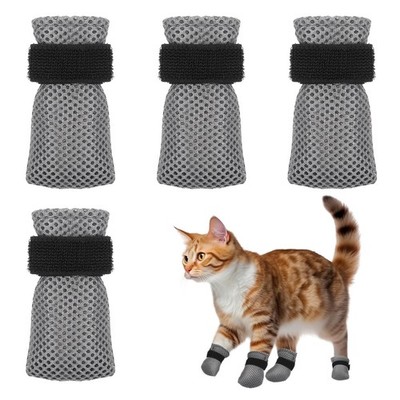 Hpmjz 4 Pcs Cat Mittens to Prevent Scratching Adjustable Claw L, Gray 
