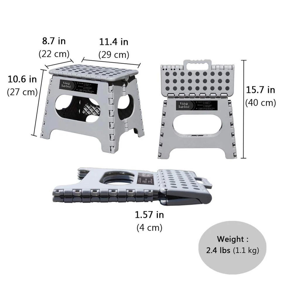Non-Slip Folding Step Stool, Sturdy Safe Enough - Holds up to 300 Lb - 11 inc... - Image 3 of 4
