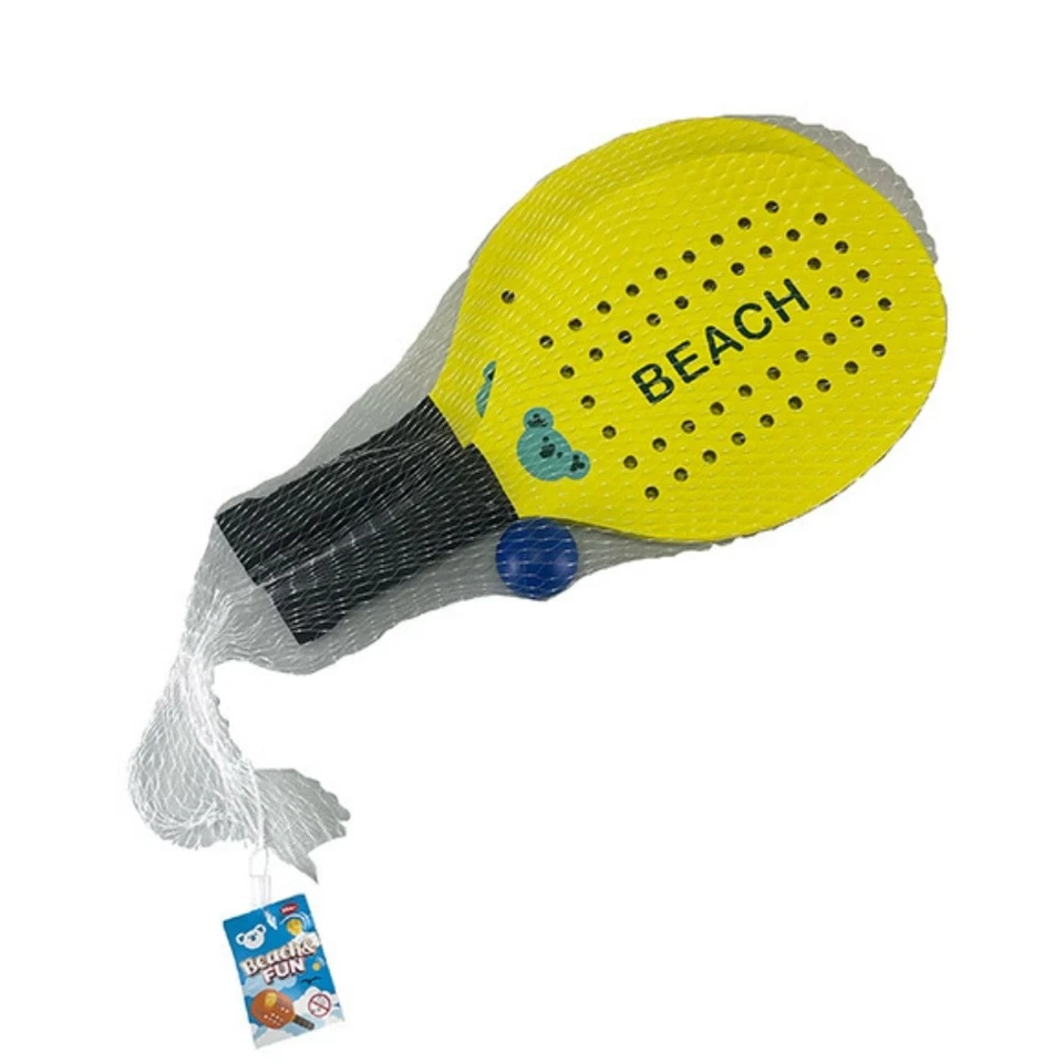 Set Racchettoni da Spiaggia in Legno 2 Racchette 20x38 cm con Pallina Inclusa - Immagine 4 di 4