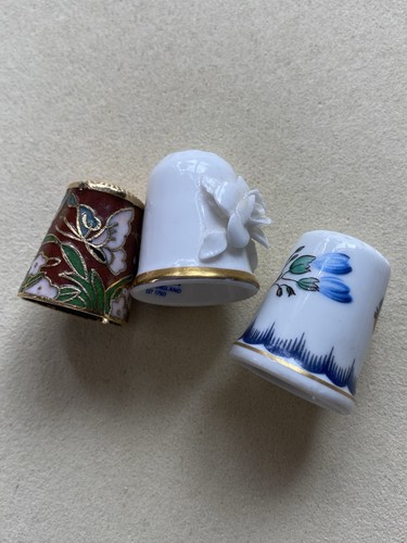 Job Lot x3 Vintage Porcelain & Cloisonne Thimbles Coalport Ginori Collectibles