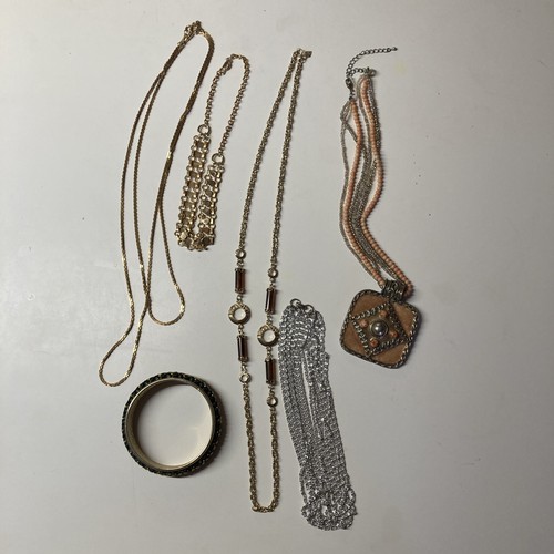 Sarah Coventry Vintage Konvolut 6 Schmuck Halsketten Armreif Pfirsich Anhänger goldfarben - Bild 1 von 22