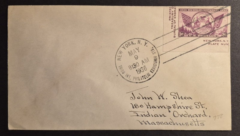 1936 First Day Of Issue US Scott 778 TIPEX Souvenir Sheet FDC Cover