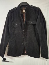 Pretty Green Men's Cord Jacket Lennon Military Utility Black size Large
