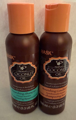 HASK Monoi Coconut Oil Nourishing Shampoo and Conditioner Set Travel Size 3.3oz
