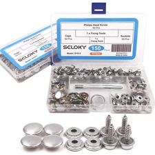 150 Pcs Snaps Fastener Screw Snaps, Heavy Duty Metal Snaps Button for Boat Ca...