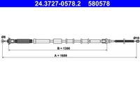 Zugdraht, Handbremse ATE 24.3727-0578.2 FüR OE 55701946 - 55704106