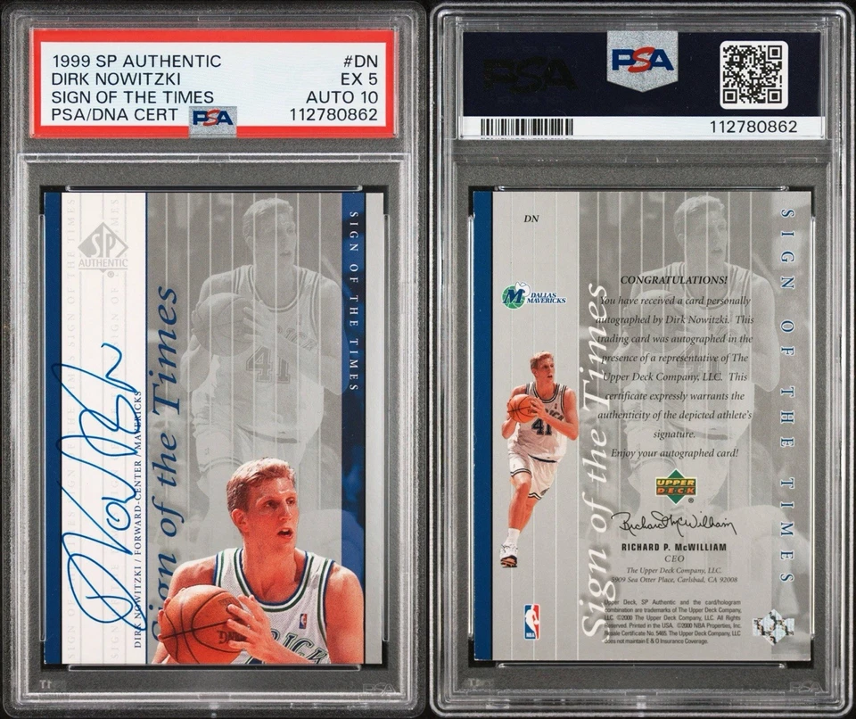 1999 SP AUTHENTIC DIRK NOWITZKI #DN SIGN OF THE TIMES PSA 5 AUTO 10 - Image 3 of 3