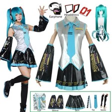 Snow Miku Cosplay Costume Full SeSnow Miku Cost JK Sailor Dress Wig Anime Outfit