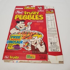 1991 FRUITY PEBBLES Post Cereal Box Fred Flin...