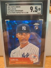 2022 Topps Chrome Luis Gil #469 Plat Anni Blue Atomic Refractor 42/100 SGC 9.5