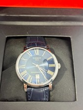 Tissot Mens Carson Powermatic 80 Blue Dress Watch T1224071604300 Leather Strap