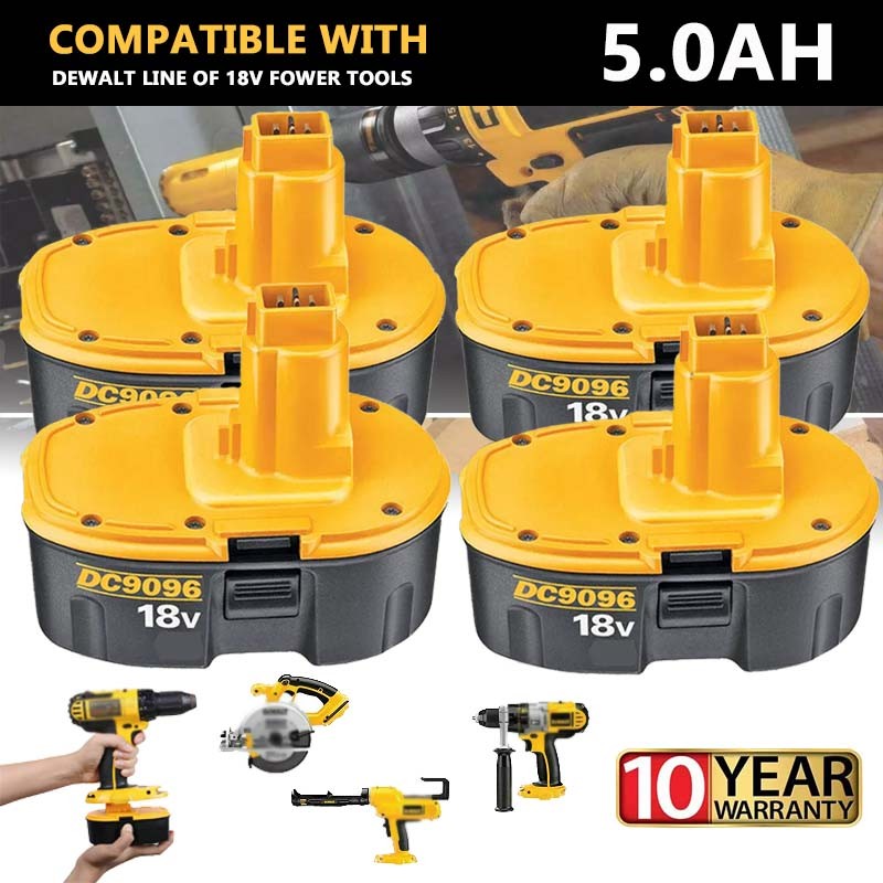 4X For Dewalt 5.0AH 18V Ni-MH Battery Cordless Power Tools DC9096 DC9098 DC9099