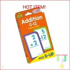 School Zone Addition 0-12 Flash Cards: 56 Cards, 1st Grade, 2nd Grade, Numbers 0