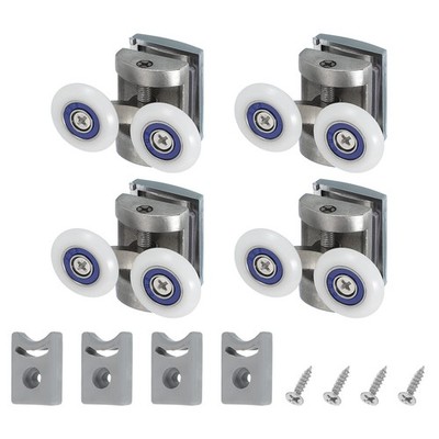 4 Pcs Double Shower Door Rollers 25mm Steel for Top Wheels Silver