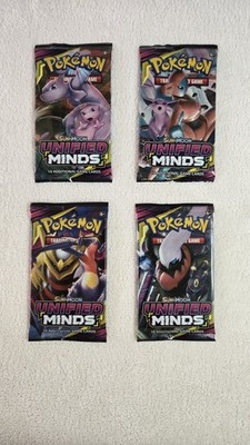 Pokemon TCG Sonne und Mond Unified Minds 4 Booster Pack Art Set Bundle