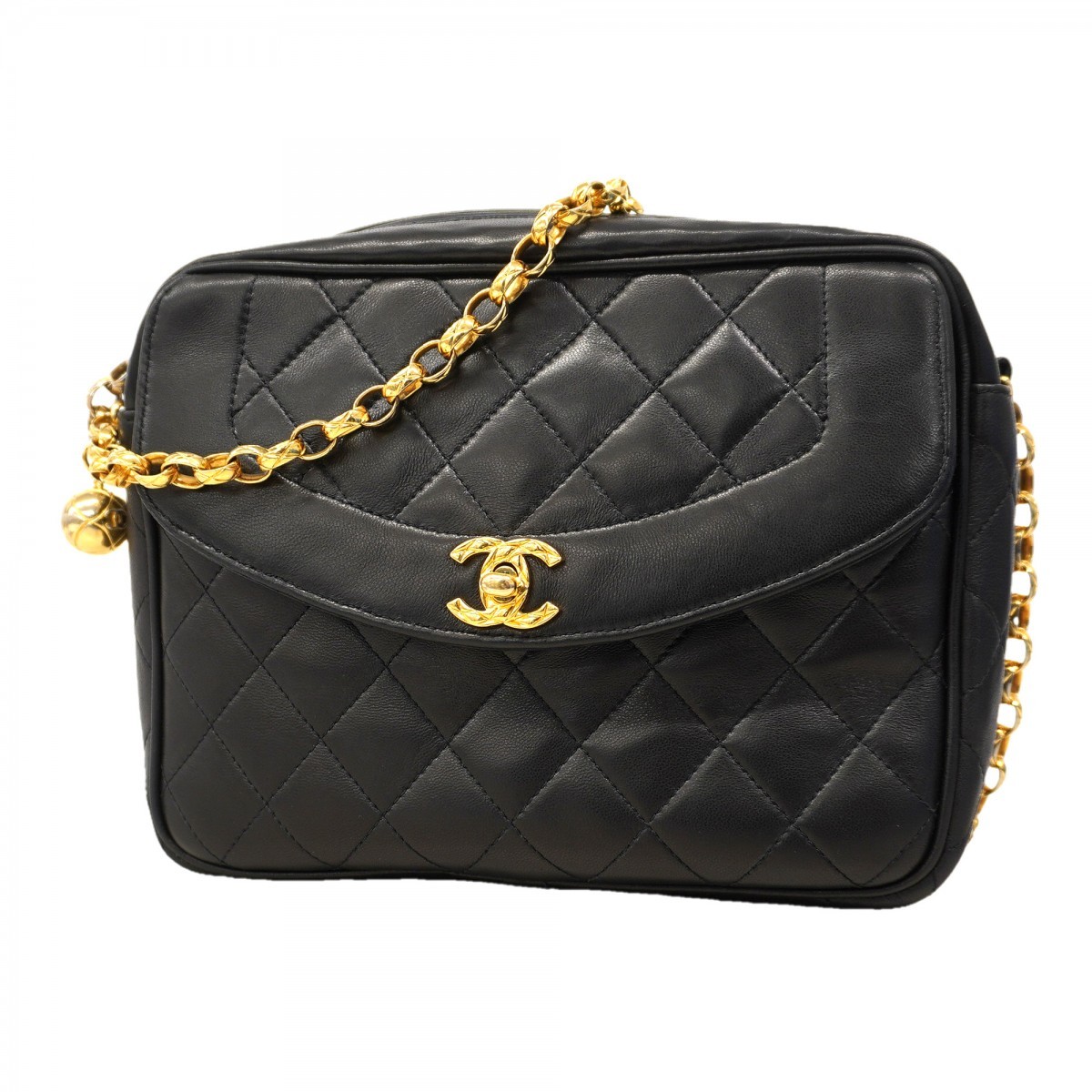 Auth [6ba1024] CHANEL Shoulder Bag Matrasse ChainShoulder brilliant Lambskin...
