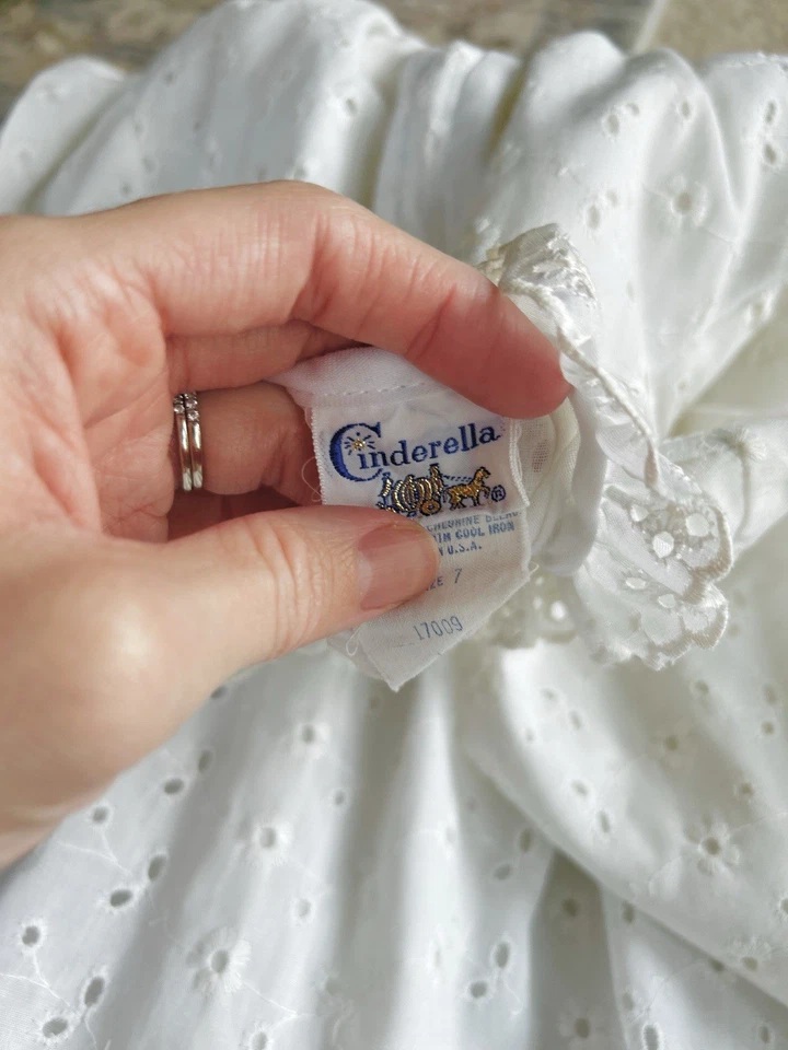 Vestido Vintage Niñas Años 70 Boho Ojales Maxi Pradera Talla 7 Por Cenicienta Foto 3 de 4