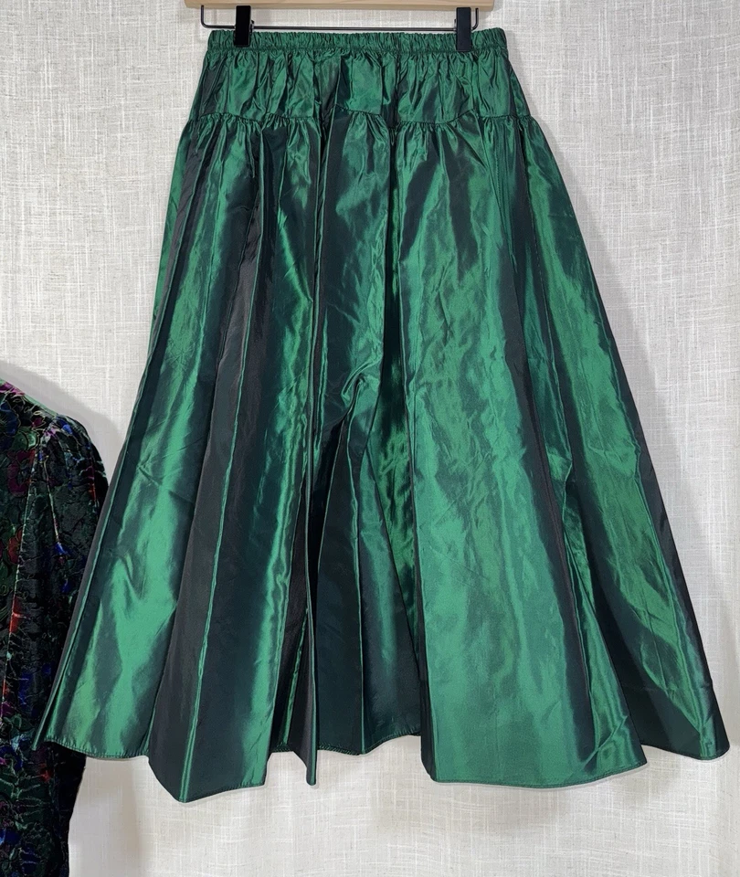 Vintage Patra Women’s Blazer Green Floral Velvet Jacket Skirt Suit USA Sz 14 10 - Image 3 of 4