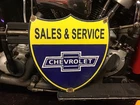 VINTAGE PORCELAIN 1940s1950s CHEVROLET SALES & SERVICE DEALERSHIP DOOR SIGN Xmas