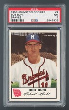 1953 Johnston Cookies Braves #4 Robert Buhl PSA 7 NM #25842936