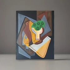 Vintage LISTED  ABSTRACT  Painting FLOWERS fine art Dr BENJAMIN Gross  22" X 28"