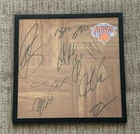 2025-26 New York Knicks TEAM Signed/Framed Floorboard KAT/Brunson Autograph COA