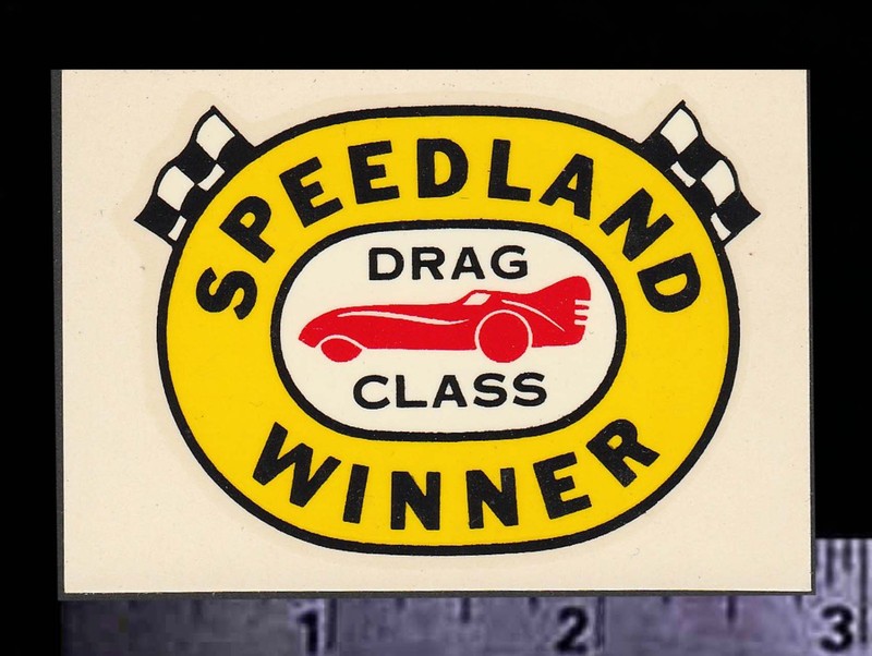 SPEEDLAND Winner - Drag Class - Original Vintage 1960's Racing Water Slide Decal