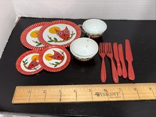 Vintage OHIO ART Playtime Tea Set Metal Lithograph Owls 11 Piece Set Owls M3