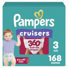 Pampers Diapers - Cruisers 360 - Size 3, 168 Count, Babyproof, up to 100 Leakpr