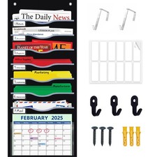 8 Pockets Hanging Wall File Organizer for Legal/ Letter/ A4 Size Paper, Over ...