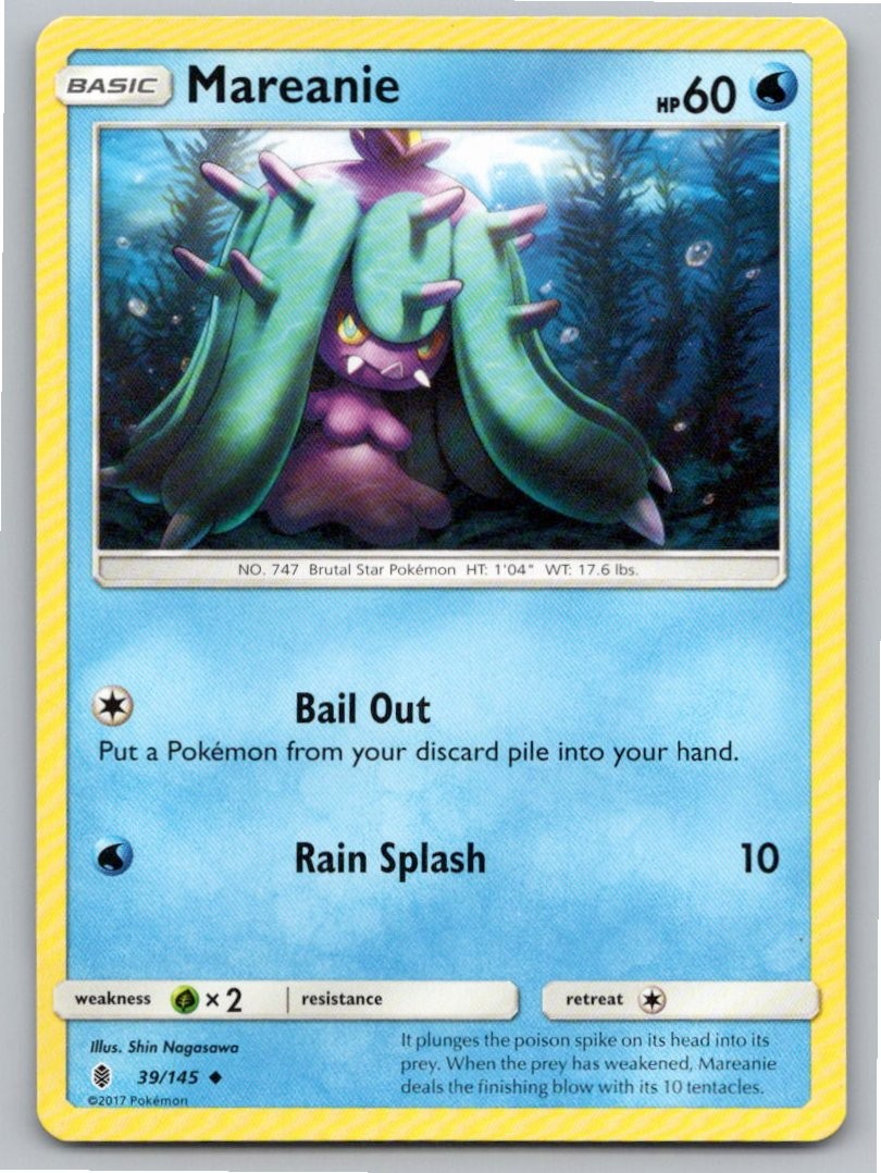 2017 POKEMON MAREANIE GUARDIANS RISING 39/145 UC NM A92023 FREE S&H