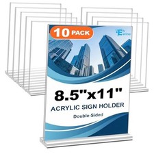 Acrylic Sign Holder 8.5 x 11, 10 Pack Double-Sided Stand 10 Pack 8.5x11 Inch