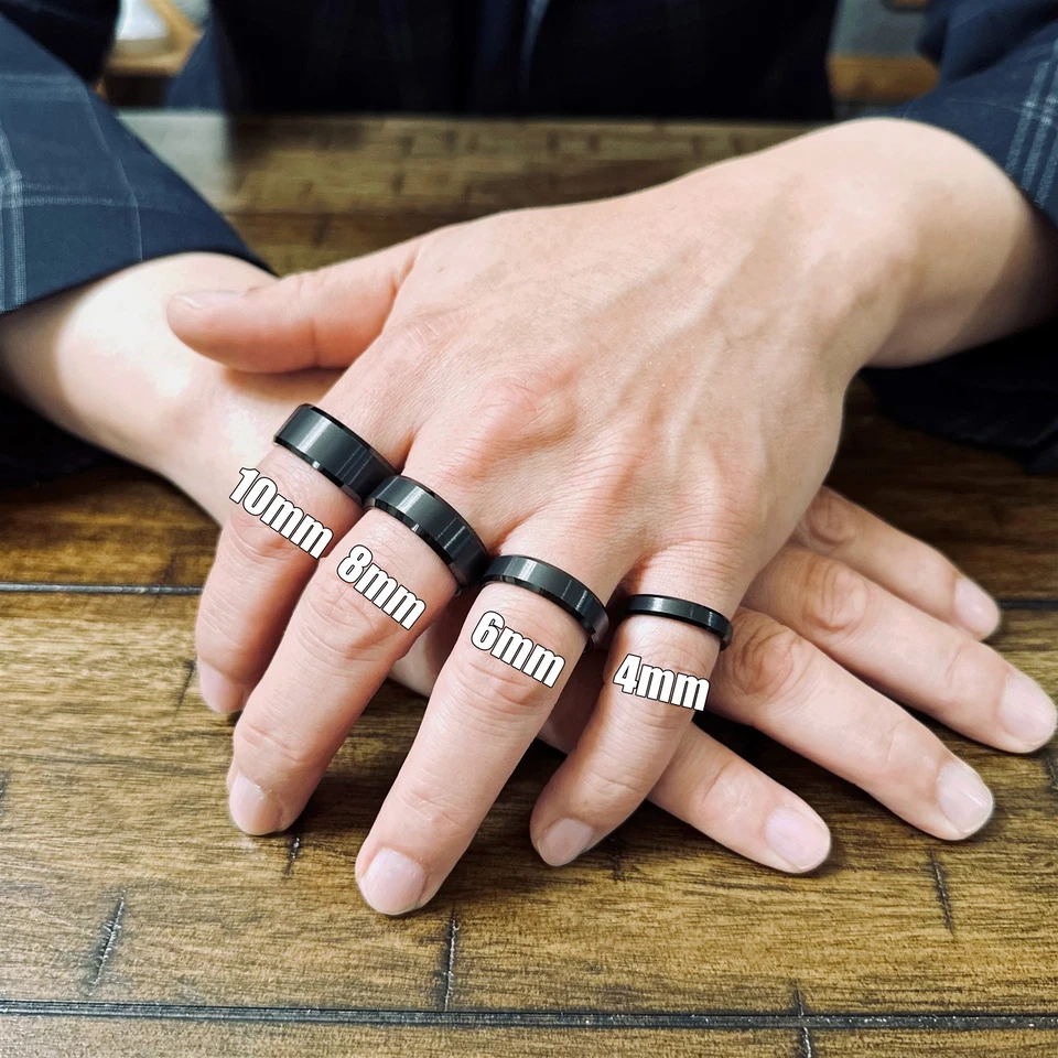 Alianza de boda 6/8 mm negro carburo de tungsteno cepillado ajuste cómodo anillo para hombre-mujer Foto 3 de 4