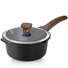 Nonstick Stockpot With Lid 4 Quart, Large Saucepan with Stay Cool Handle, Dee...