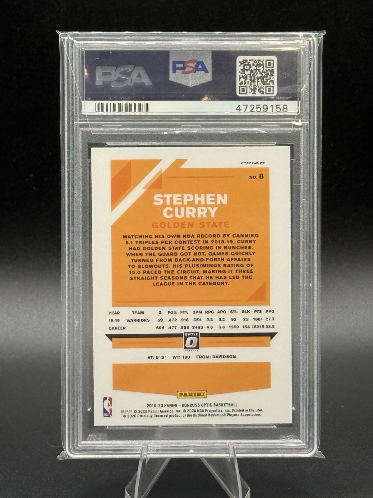2019 Donruss Optic Fanatics STEPHEN CURRY Silver Wave PSA 10  view 2