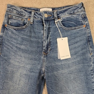 Dear John Denim 90S Ultra High Rise Ankle Straight Jeans Mozzie Fray Hem 28 NEW