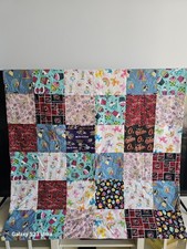 Block Lap Quilt, Toddler, 43inx49in, Princess,cupcakes, Alice Wonderland Orioles
