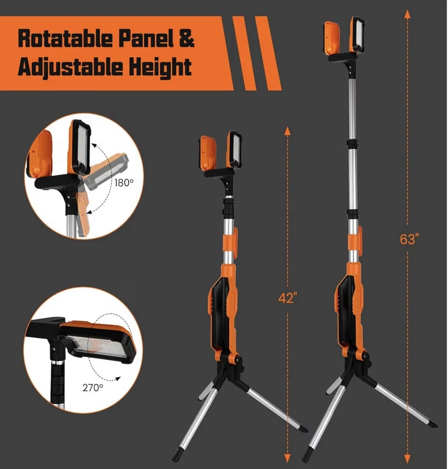 Versatile 8000 Lumen Rechargeable LED Work Light - Ideal for Indoor/Outdoor Use - Image 2 of 4