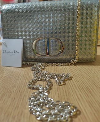 Cristian Dior 30 Montaigne Clutch Leder silberfarben neu unbenutzt