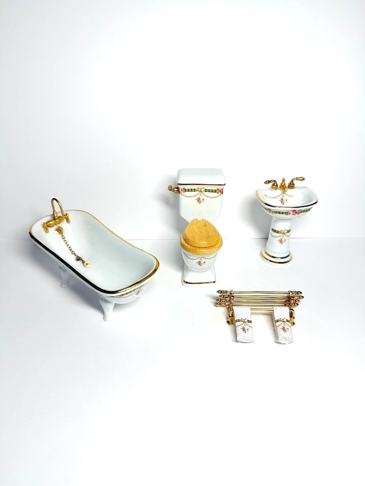 Reutter Porcelain “Victoria”dollhouse miniature 1/12 Scale  bathroom set - Image 2 of 4