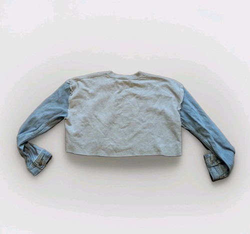 Vtg Indianapolis 500 Indy Brickyard Women's Large Crop Sweatshirt Denim Custom - Picture 2 of 7