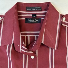 Vtg 90s Christian Dior Monsieur Le Chemise Dress Shirt Red/White Striped Med