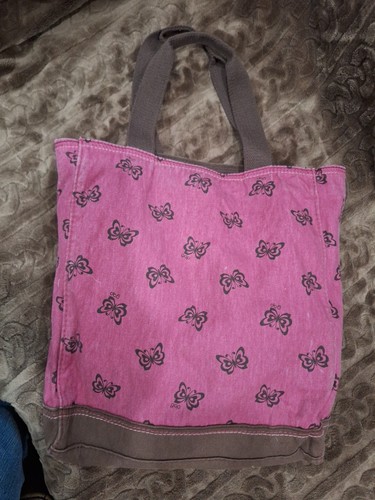 GAP Bag Pink Brown Butterflies Lightweight Travel Crafts Books - Picture 2 of 11