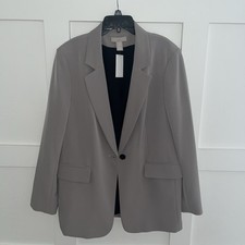 NWT H M Women's Single Breasted One Button Blazer Jacket SZ M