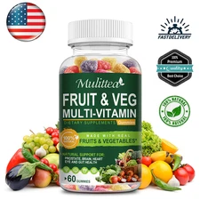 60 Gummies Nature Fruits Veggies Supplement Fruits Vegetable Vitamins & Minerals