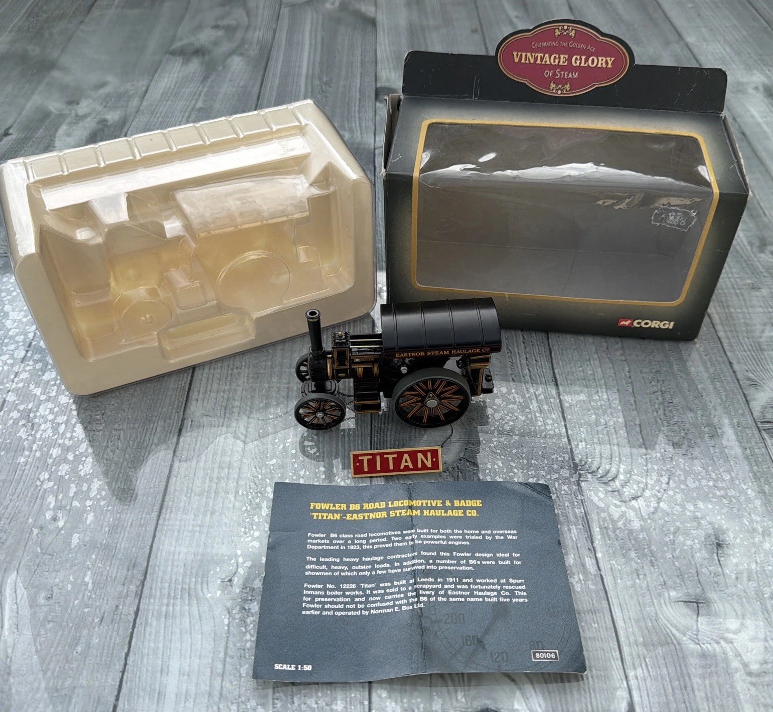 CORGI FOWLER B6 ROAD LOCOMOTIVE & BADGE ‘TITAN’ EASTNOR STEAM HAULAGE BOXED 1:50
