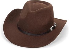 Western Cowboy Hat for Kids Toddler Girls Boys-Felt Fedora 2-6 Years Brown
