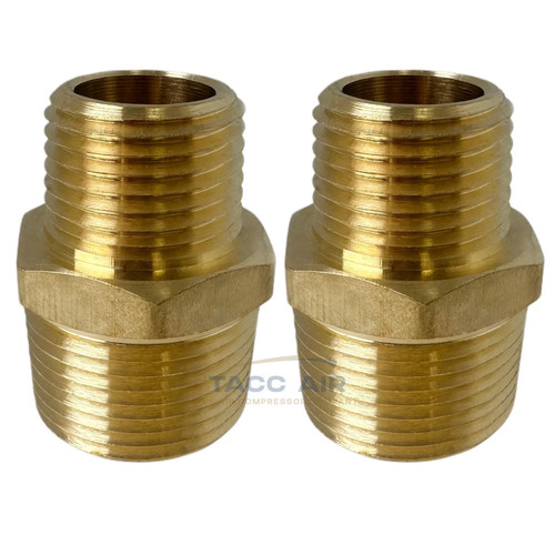 2PC Brass Pipe Reducer Nipple Fitting 3/4" NPT x 1/2" NPT Male Adapter Increaser